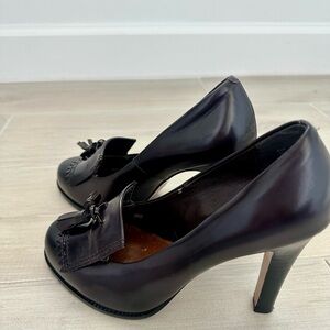 Halogen Dark Brown Leather Heels